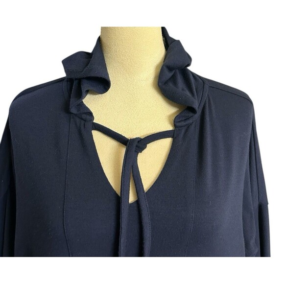 Soft Surroundings Hoodie Tie V Neck Blue Pullover Viscose Stretch Women's  PXL - Picture 2 of 8
